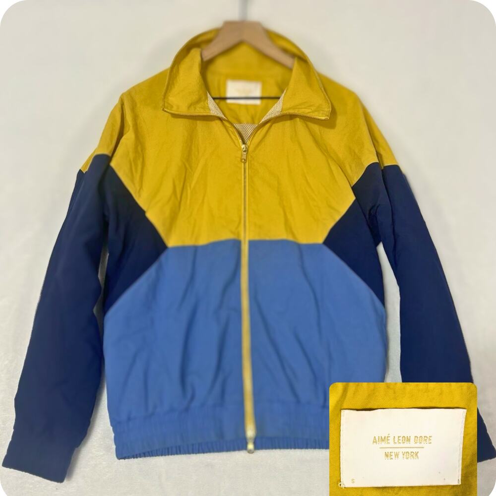 Aimé Leon Dore Windbreaker Jacket S Yellow Blue Colorblock Retro ALD Streetwear